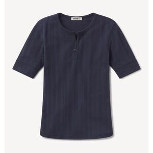 Buck Mason Heirloom Rib Base Henley Top in Navy 💙